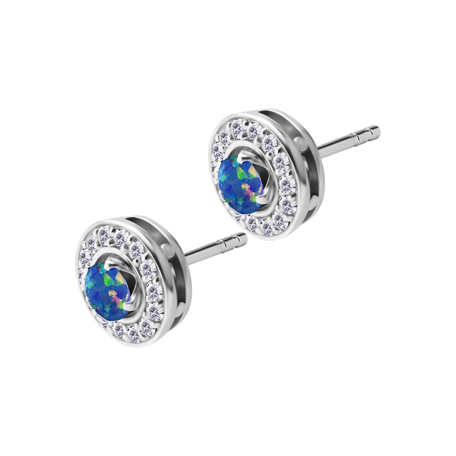 Opal earstud with detachable pave set disc
